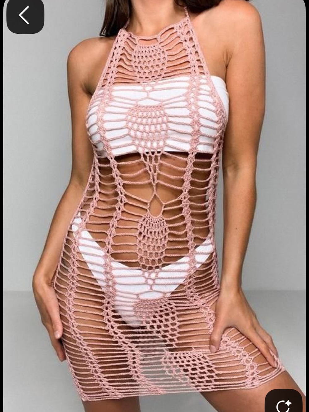 New with Tag Missguided Pink crochet mini dress